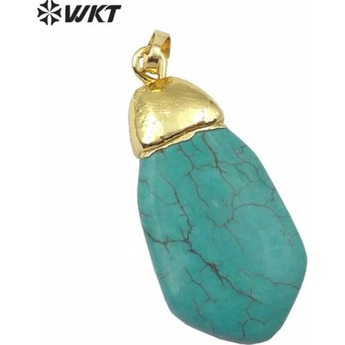 WT-P1451 WKT Natural Green stone Pendant Gold Electroplated Pendant Women Fashion Necklace Pendant Jewelry