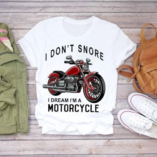 Women 2021 Summer Motorcycle Funny Cute Printed Cartoon Lady T-shirts Top T Shirt Ladies Womens Graphic Female Tee T-Shirt