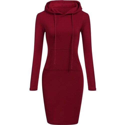 Women Dresses Autumn Winter Fashion Pocket Solid Color Long Sweatshirt Pullover Hoodie Dress платья для женщин 2021