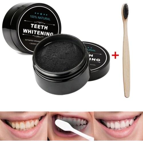 1 oz Activated Coconut Charcoal Powder Teeth Whitening Powder Bamboo Teeth Whitening Kit with Toothbrush for Oral Hygiene