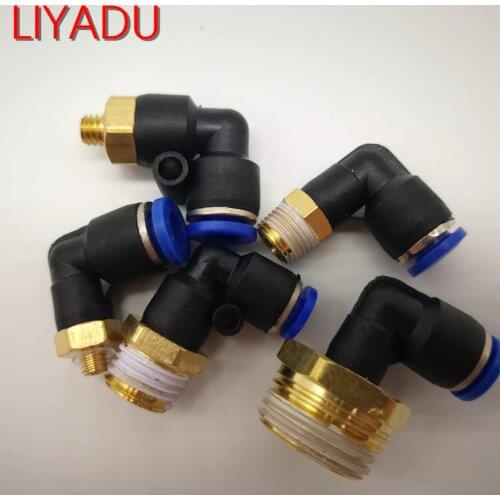 10pcs PL6-01 02 Pneumatic connector L Shape PL OD 6mm Hose Tube -M5 M6 1/8 1/4 BSPT Thread Air Elbow quick coupling Fitting