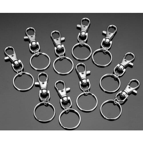 10pcs Fashion Stainless Steel Dual Key Holder Ring Keychain Silver
