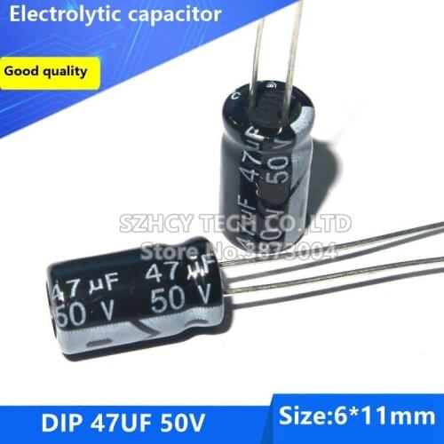100pcs DIP 47UF 50V 6*11 Electrolytic capacitor