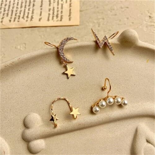 2021 Fashion Jewelry Ear Bone U Shape Ear Pin Five-pointed Star Creative Personality C Shape Ccartilage Ear Pin