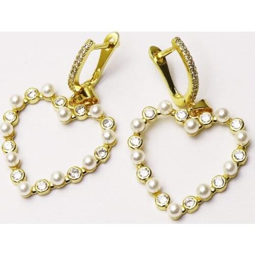 5 Pairs Heart shape drop earrings Gold color heart earrings dangle earrings New design Heart shape earrings for women 9784