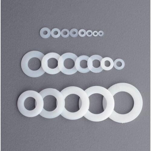 50pcs Plastic Nylon Washer Plated Flat Spacer Washer Seals Gasket Ring M2 M2.5 M3 M4 M5 M6 M8 M10 M12 M14 MM16 M18 M20