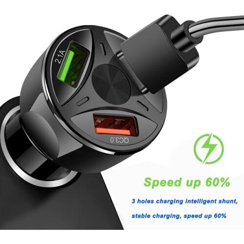3A Quick Charge 4.0 3 Ports USB Fast Charging Car Charger For iPhone 11 Pro MAX SAMSUNG Note 10+ XIAOMI Mi9 8 QC3.0 Car Charger