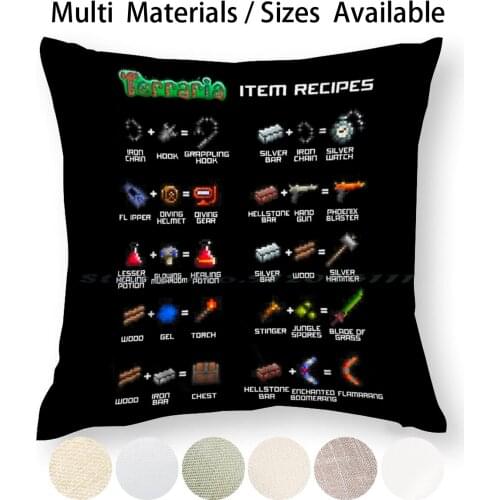 Terraria Game All Weapons Item Recipes Pillow Case Throw Pillow Cover Cotton Linen Flax Action Adventure Sandbox Armor Terraria