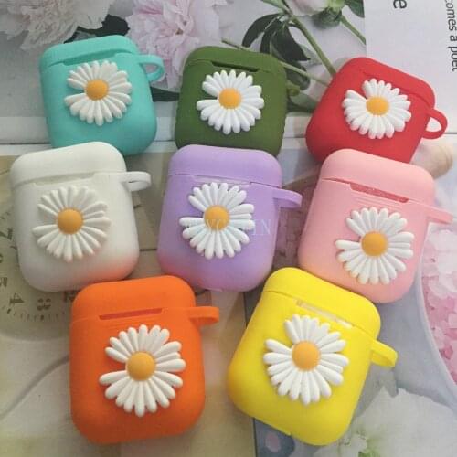 Fundas airpods case fashion Korea daisy flower For AirPods 2 case Silicone Bluetooth Wireless earphone Case sFor air pods cover