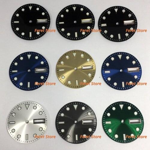 BLIGER 29mm sterile watch dial C3 luminous dial fit NH36 movement Watch parts