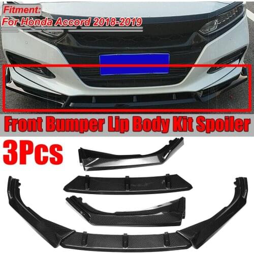 Carbon Fiber Look Car Front Bumper Lip Deflector Lips Spoiler Guard Body Kit Cover Trim For Honda For Accord 10th Gen 2018 2019