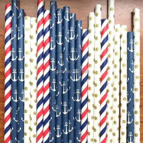 Kids Party Pro Free DHL Shipping Paper Straws Drinking Paper Straws Drinking Straws Anchor Paper Straw MIX 10500pcs