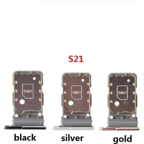 10PCS Dual Tray Holder For Samsung Galaxy S21 / S21 Plus / S21 Ultra SIM Card Tray Slot Holder Adapter Socket Repair Parts
