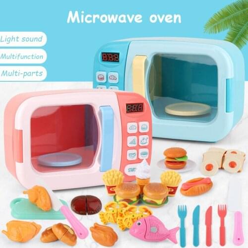 Simulation Kitchen Set Toys Electric Microwave Oven Educational Pretend Play Cutting Role Playing Interaction Girls Boys Toys