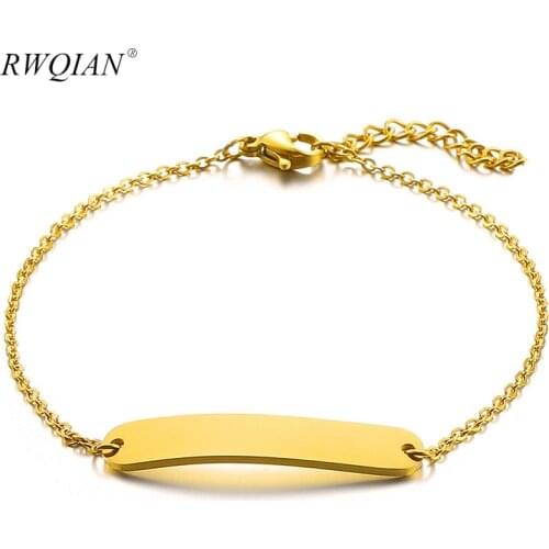 Personalize Custom Bracelets for Women Charm Bar Bracelet Gold Silver Color Customized Chain Bracelet 2020 Female Jewelry Gifts