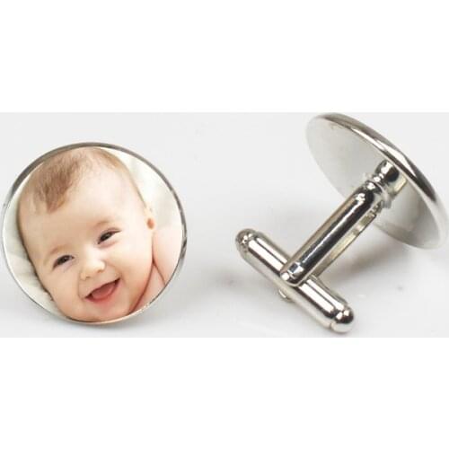 Handmade Personality Photo Family Cufflinks Photo Baby Child Dad Mom Brother Sister Grandparents Family Folding Private Custom