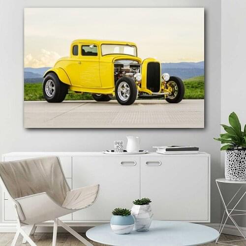 Classic Car Hot Rod Old Vehicle Vintage Car Canvas Posters and Prints Wall Art Painting for Living Room Home Decor No Frame