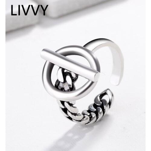 LIVVY Silver Color Fashion Simple Irregular Twisted Smooth Opening Ring Geometric Wave Finger Ring For Women 2021 Trend