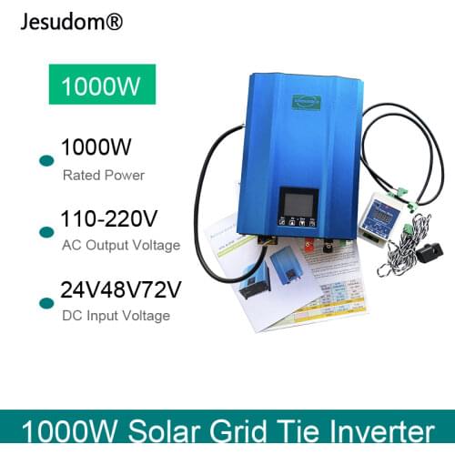 MPPT Solar Grid Tie Inverter 1000W DC24V 48V 72V AC110V AC220V with Limiter Sensor Power Inverter Battery Discharge Auto-Limit