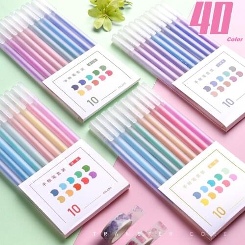 10pcs Multi Color Gel Pens Set Micron Tip Sweet Salt Morandi Retro Colors Quick Dry Ink Marker Liner Highlighter Drawing F247