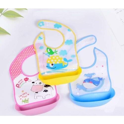 Lovely Cartoon Animal Print Baby Bibs Waterproof Soft Silicone Baby Feeding Stuff Fox Kids Girl Boy Adjustable Children Bib