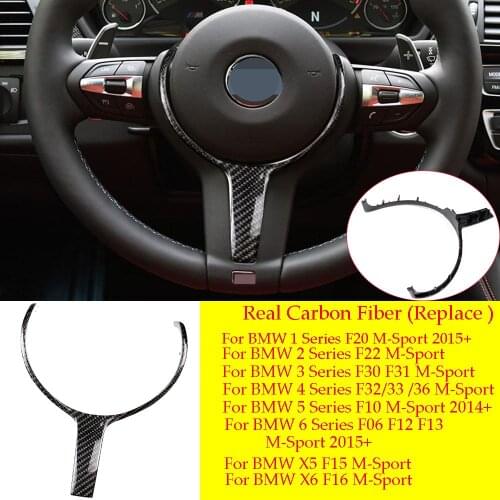 Real Carbon Fiber For BMW M-Sport Replace Steering Wheel Trim F20 F22 F30 F32 F36 F10F06 X5 X6 F15