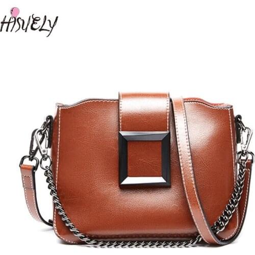 HISUELY New Arrive 2021 Fashion Womens Genuine Leather Handbags Luxury Ladies Small Shoulder Bags Vintage Female Messenger Bags