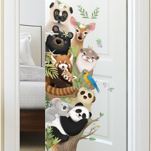 New cartoon animal wall stickers bedroom child room door wall stickers