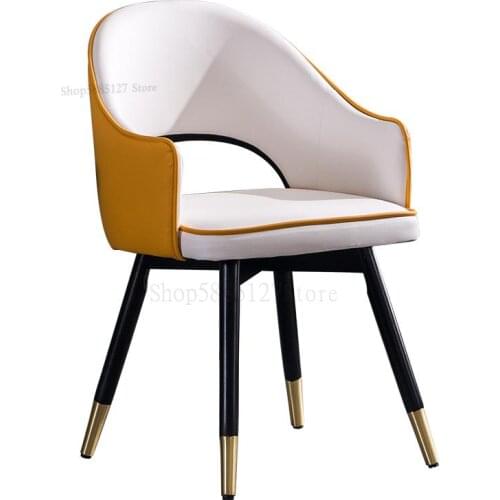 Modern Nordic Light Luxury Dining Chair Dining Table Stool Home Solid Wood Leisure Negotiation Restaurant Backrest Simple Hotel