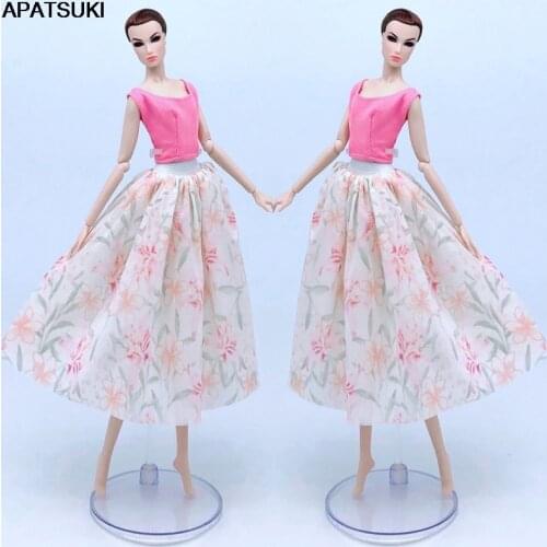 1Set Doll Clothes For Barbie Doll Outfits Pink Tank Vest Top & Skirt 1/6 BJD Dolls Accessories Dollhouse DIY Toys For Children