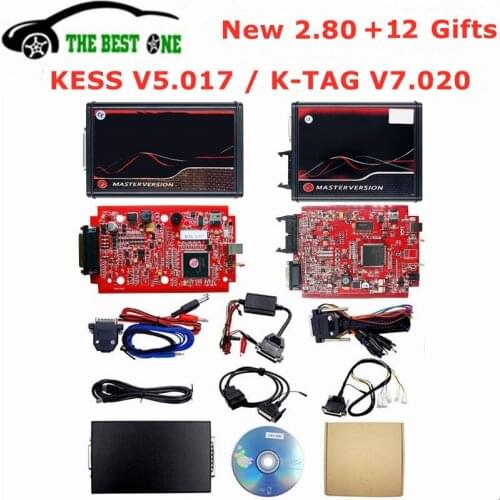Online V2.70 EU Red Kess V5.017 OBD2 Manager Tuning Kit KTAG V7.020 4 LED BDM Frame 22pcs Adapters K-TAG 2.25 ECU Programmer