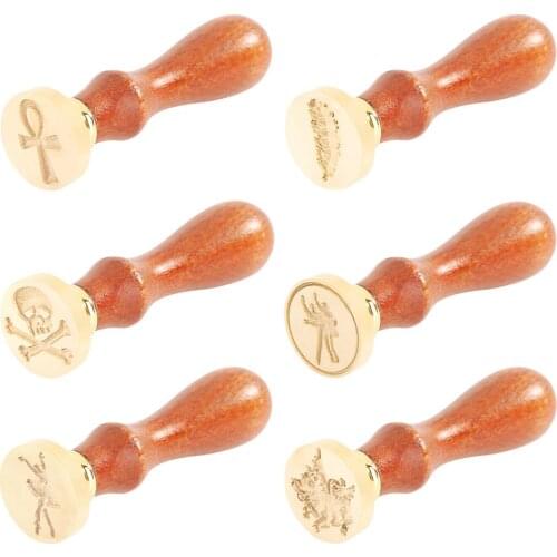 Antique Pattern DIY Craft Wax Seal Stamp Burning and Melting of Fire Paint Wax Particles Wooden Handle Metal Sealing Wax Stamps