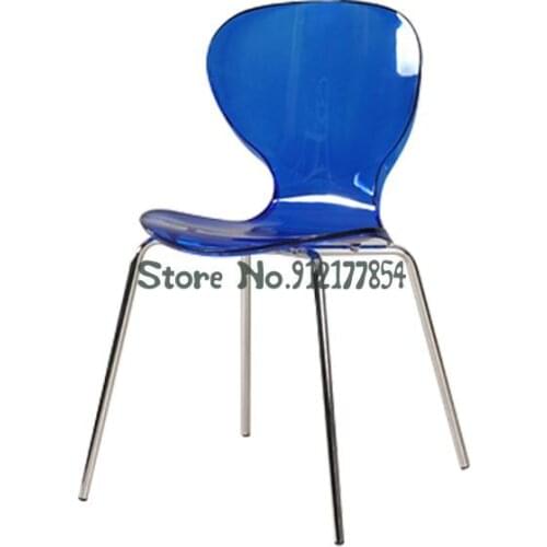 Nordic Ins Acrylic Crystal Transparent Chair Net Red Backrest Light Luxury Dining Chair Wrought Iron Klein Blue Table And Chair