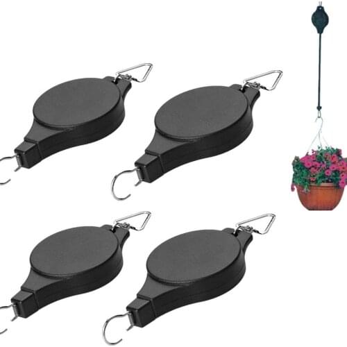 Retractable Plant Pulley Hanging Basket Hooks, Adjustable Rope Clip Hanger for Garden Hanging Basket Pots