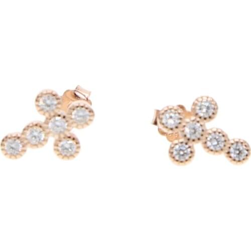 High quality promotion 925 Sterling Silver Sparkling cz Cross Stud Earrings For Women delicate elegant earring jewelry