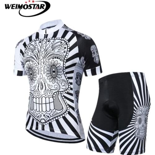 Weimostar Skull Bicycle Cycling Clothing 2018 pro team Mountain Bike Cycling Jersey Set Ropa Ciclismo Breathable Cycling Wear