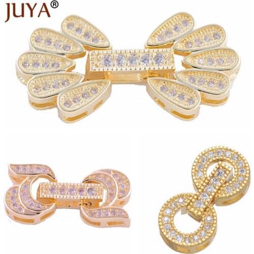 Fashion Copper Micro Pave Zircon Rhinestone Clasp Hooks Fastener Accessories For Jewelry Making Pearl Necklace Bracelet Clasp