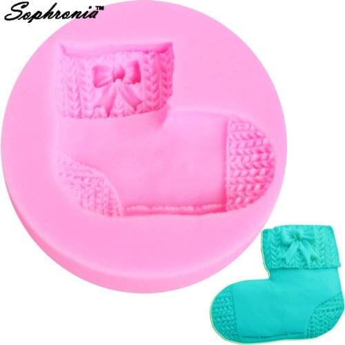 10PCS/SET Christmas stocking Silicone Cake Mold Design Fondant Silicone Cake Mold Cupcake Cake Decorating Tool Candy Mould M196