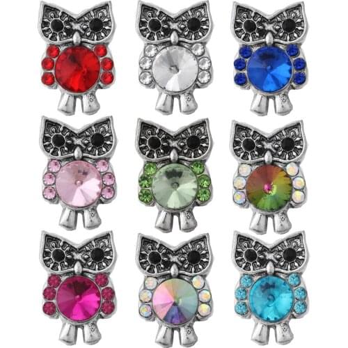 10pcs/lot Mini Cute Owl Snap Button Jewelry DIY Accessory Fit 12mm Button Snaps Bracelet Necklace ZL122