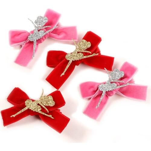 20 PCS/LOT, Ballet Girls Velvet Hair Bows with Clips, Back To School Velvet Bow Hair Clips Kids Dance Hair Accessories