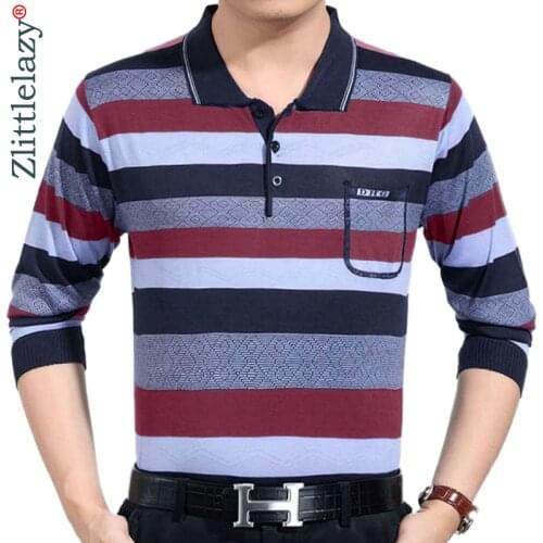 2020 Casual Long Sleeve Business Mens Shirts Male Striped Fashion Brand Polo Shirt Designer Men Tenis Polos Camisa Social 8654