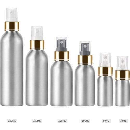 300x 30/50/100/120/150/250ml Aluminium Spray Refillable Bottle Empty Bottles Travel Pump Cosmetic Pack Empty Atomizer Packaging