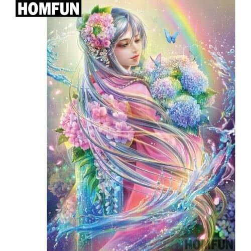 HOMFUN Full Square/Round Drill 5D DIY Diamond Painting "Flower Fairy" 3D Embroidery Cross Stitch 5D Decor Gift A00561