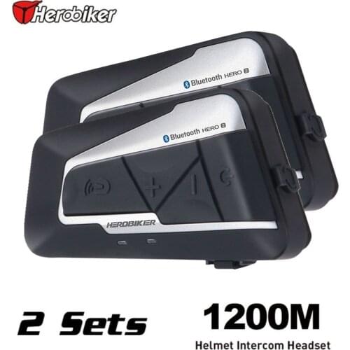Free shipping 2pcs 1200m Bluetooth Headset Motocross Intercom Auto Answer FM Interphone Motorcycle Helmet Intercom Headset