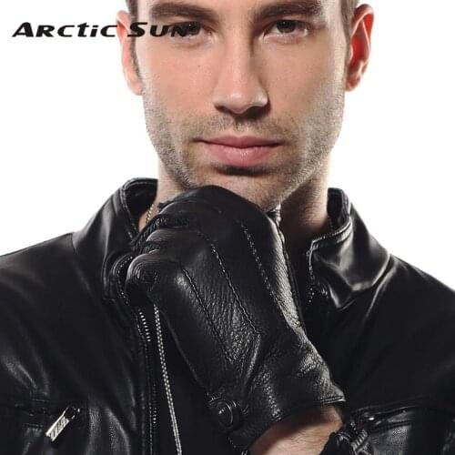 2020 New Rushed Men Genuine Leather Gloves Luxury Deerskin Glove High Quality Wrist Driving Winter Cashmere Lining EM012WR