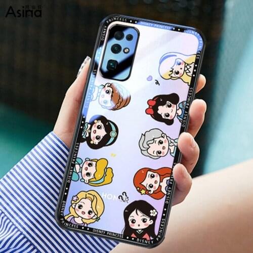 ASINA Transparent Tempered Glass Case For Honor 30 20 Pro Cartoon Shockproof Cover For Honor View 40 30 20 Capa Funda Princess