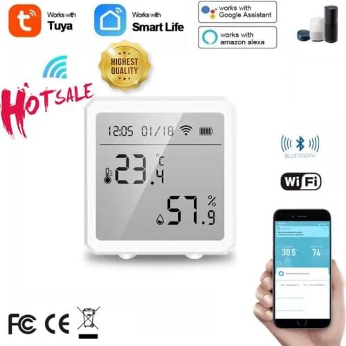 Tuya WIFI Temperature And Humidity Sensor Indoor Hygrometer Thermometer With LCD Display Support Alexa Google Assistant