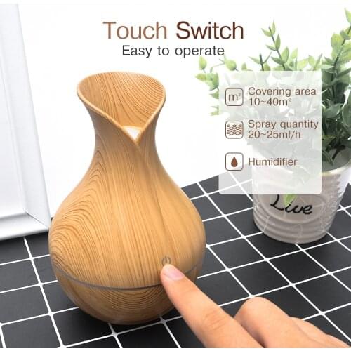 Essential Humidifier Aroma Oil Diffuser Wood Grain Ultrasonic Wood Air Humidifier USB Cool Mini Mist Maker 7 LED Lights For Home