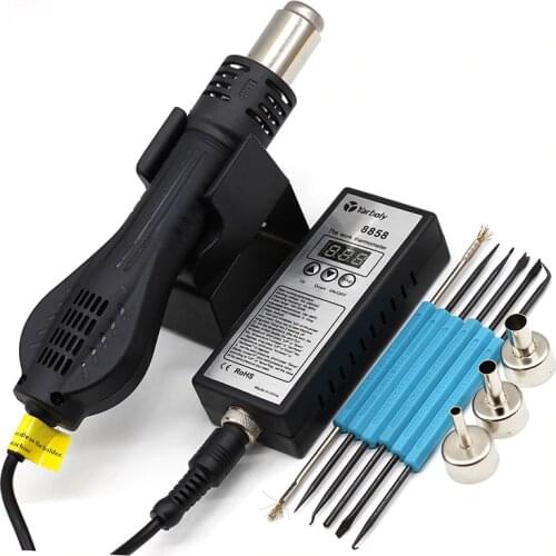 Hot Air Gun Electric Hair Dryer HairDryer Soldering Heat Gun Rework Solder Station With Air Nozzles Soldering Assist Tool Set