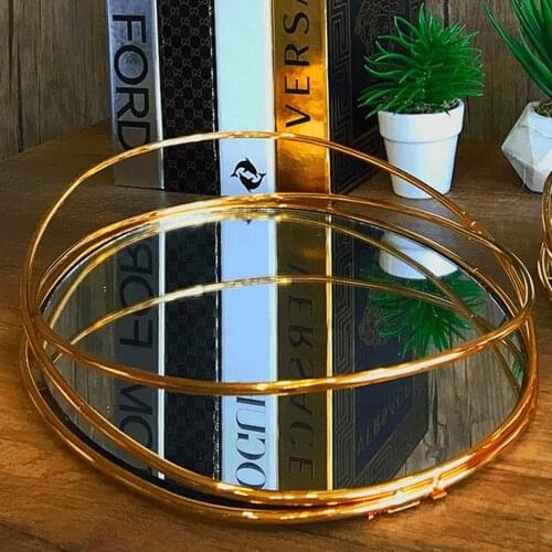 European Mirrored Tray Best Decor Small Items Jewelry Display Tray Plate Serving Fruit Gift for Friends Hot 2021 Rotary Candy